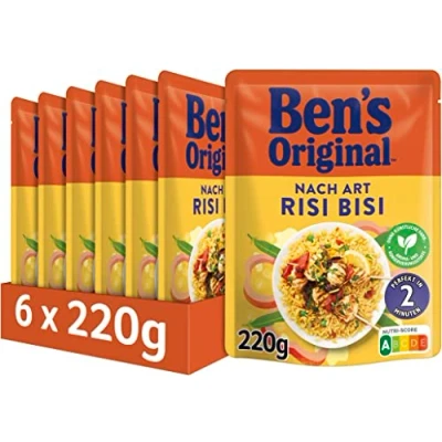 Abbildung von BEN&#039;S ORIGINAL Express Reis Risi Bisi, ideale Zubereitung von Gerichten in der Pfanne, 6 Packungen (6 x 220g)