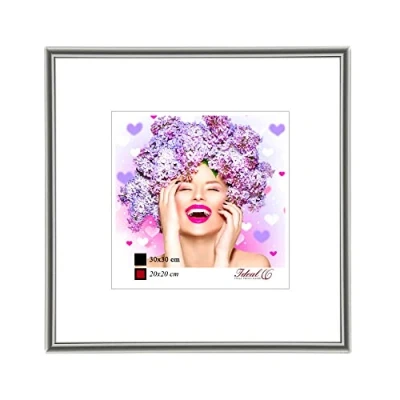 Abbildung von Photo Style Kunststoff Bilderrahmen quadratisch Foto Rahmen Picture Frame Collage: Farbe: Silber Format: 30x30