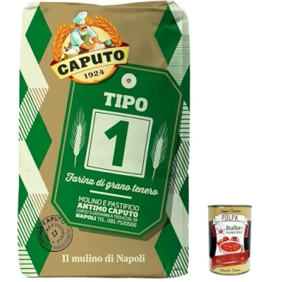 Abbildung von Farina Molino Caputo tipo 1 Pizza Napoli Pizzamehl Mehl 25kg + Italian Gourmet polpa 400g