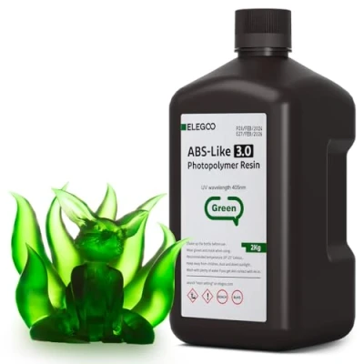 Abbildung von ELEGOO ABS Like 3.0 3D Drucker Resin Klargrün 2000g, 405nm UV Härtendes Printer Harz mit Hoher Zugfestigkeit und Biegefestigkeit für MSLA/LCD/DLP