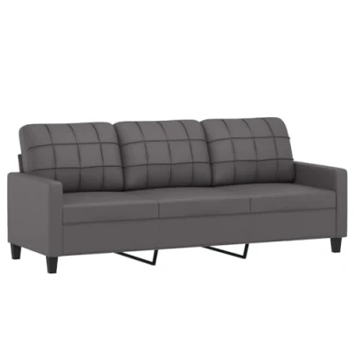 Abbildung von vidaXL Sofa 3 Sitzer, Couch für Wohnzimmer, Polstersofa mit Metallgestell, Loungesofa Sitzmöbel Wohnzimmersofa Dreisitzer, Grau Kunstleder