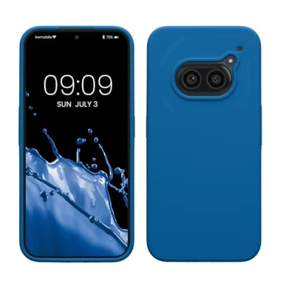 Abbildung von kwmobile Hülle kompatibel mit Nothing Phone 2a / Plus Silikon Handy Case Handyhülle weiche Oberfläche kabelloses Laden Blue Reef