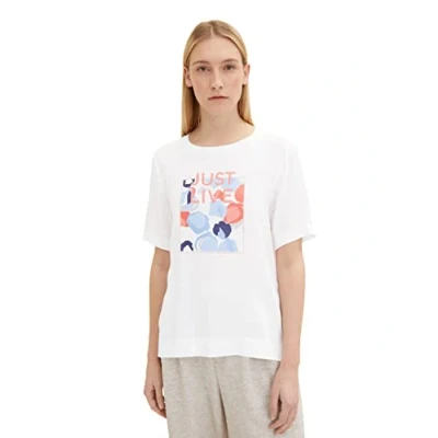 Abbildung von TOM TAILOR Damen 1035460 T Shirt mit Print, 10315 Whisper White, M