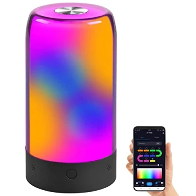 Abbildung von Luminea Home Control Stimmungslampe: Smarte Stimmungsleuchte mit RGB IC LEDs, 15 Modi, WLAN, App, schwarz (Nacht Licht, Disco Lichteffekt, Kabellose Stehlampe)
