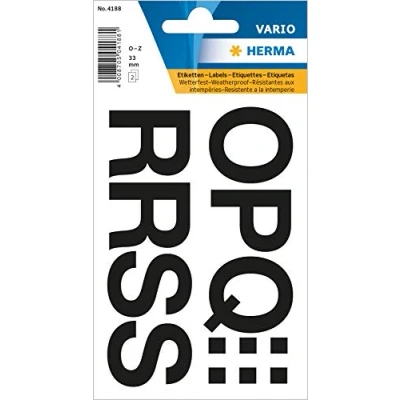 Abbildung von Herma Buchstaben, 33mm, O Z, wetterfest, Folie, schwarz, 1x2 Bl., 4188