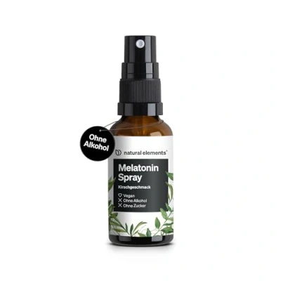 Abbildung von Melatonin Spray Kirsche 0,5 mg pro Tagesdosis Zuckerfrei mit Vitamin B1 und B6 30 ml, vegan, in Deutschland produziert ml