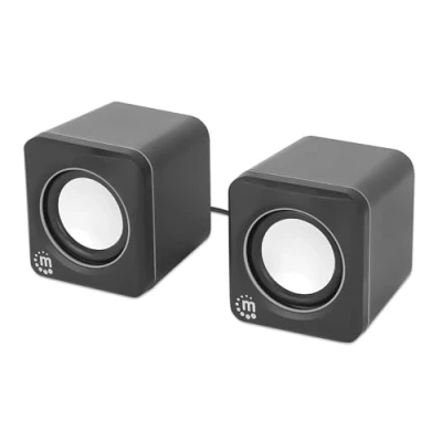Abbildung von Manhattan Stereo 2.0 Lautsprecher für PC oder Laptop, USB Eingang, Stromversorgung, 1 Paire, C/USB A Adapter, Schwarz 102704