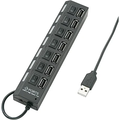 Abbildung von Renkforce USB Verteiler 7 Port 2.0 Hub einzeln schaltbar, mit Status LEDs Schwa