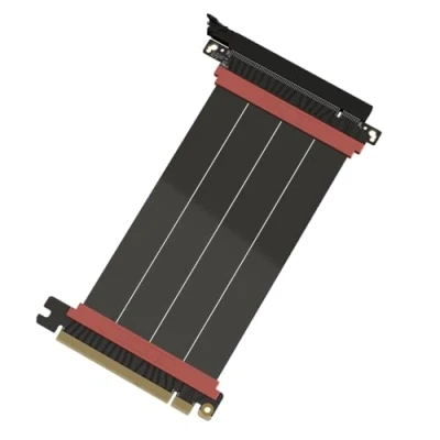 Abbildung von LINKUP AVA5 PCIe 5.0 Riser Kabel Zukunftssicher für Gen 5 GPU Vertikal Montage x16 128GB/s Geschwindigkeit 4.0 &amp; WRX80/WRX90E Kompatibel Gerade, Schwarz 15cm