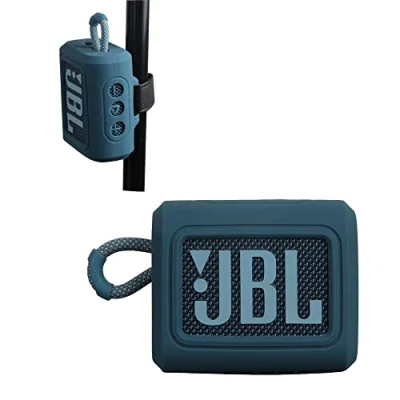 Abbildung von Hermitshell Silicone Sleeve is Suitable for JBL GO 4 /JBL 3 Wasserfester, tragbarer Lautsprecher(Blau)(Nur Silikonabdeckung)