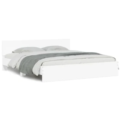 Abbildung von vidaXL Bettgestell, Bettrahmen mit Lattenrost, Bett Gästebett Kopfteil, Doppelbett Schlafzimmerbett Schlafzimmermöbel, Weiß 160x200cm