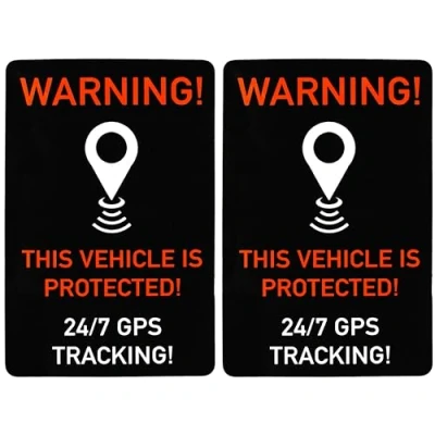 Abbildung von Aufkleber Set &quot;VEHICLE GPS TRACKING&quot;, 2 Stück, 6 x 4 cm, selbstklebende Folie, außenklebend, Warnhinweis Sticker Innen und Außenbereich, Diebstahl Schutz Klebesticker, Hinweissticker alarmgesichert