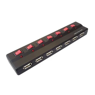Abbildung von PremiumCord USB Hub 7 Port mit Netzteil und Netzschalter, 2.0 high Speed, bis zu 480 Mbit/s