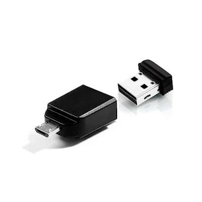 Abbildung von Verbatim Nano USB Stick, 32 GB, 2.0 Stick mit Micro B Adapter, Speicherstick für Notebook, PC, MacBook, Tablets &amp; Smartphones On The Go Feature, mobiler Datenstick, schwarz