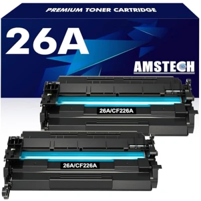 Abbildung von Amstech Kompatibel Tonerkartusche als Ersatz für HP 26A CF226A 26X CF226X Laserjet Pro MFP M426fdw M426dw M426fdn M402d M402dn M402dw M402n M402 M426 Drucker ( 2er Pack, Schwarz )