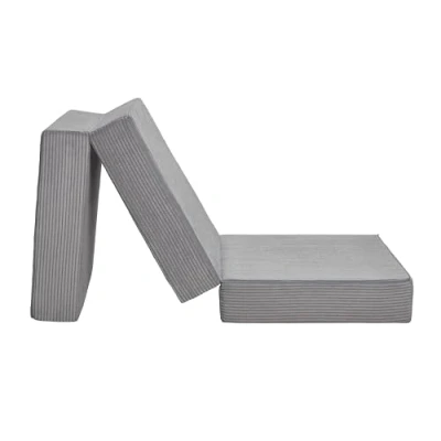 Abbildung von Badenia Trendline Faltbare Kord Gästematratze XXL, Komforthöhe von 15cm, 196 x 65 15,5 cm Liegefläche, Öko Tex Zertifiziert, steingrau, produziert nach deutschem Qualitätsstandard