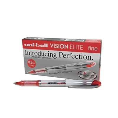 Abbildung von Uni ball 707554000 UB 200 Visionlite Medium Kugelschreiber, Super Tinte, fälschungssicher, 0.8 mm Kugel, 12 Stück rot
