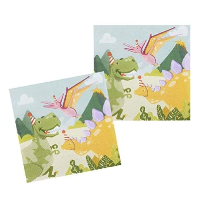 Abbildung von Boland 50059 Motiv Servietten aus Papier, Dinosaurier, 12 Stück, Größe 33 x cm, Dino, Partygeschirr, Garten, Party, Geburtstag, Fingerfood, Partyzubehör, Mottoparty, Karneval