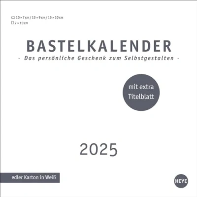 Abbildung von Premium Bastelkalender weiß klein 2025: Zum Selbstgestalten und behalten oder verschenken: Zeigen Sie Ihre Kreativität mit dem Blanko Kalender 2025. ... Stabiles Papier (Foto /Bastelkalender Heye)