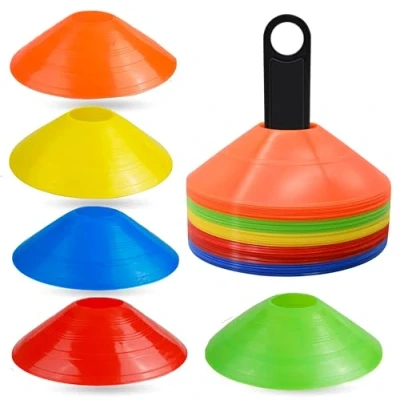 Abbildung von ATHLEJOY 125x Markierungshütchen farbig, Zubehör für Fußball &amp; Slalomtraining Trainingszubehör Outdoor