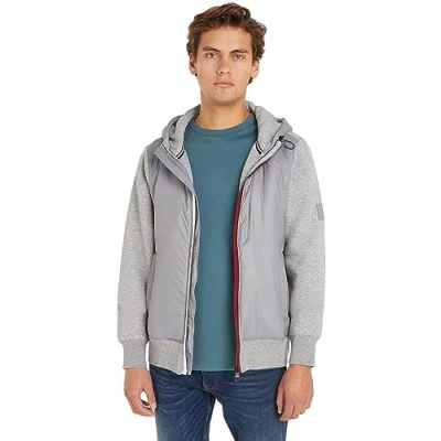 Abbildung von Tommy Hilfiger Clean MIX Media ZIP THRU Hoody Übergangsjacke, Herren, Größe: Medium, Light grey heather