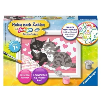 Abbildung von Ravensburger CreArt 28467 Kuschelkatzen Malen nach Zahlen Katzen für Kinder ab 7 Jahre, Ostergeschenke Kleines Geschenk zu Ostern
