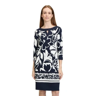 Abbildung von Betty Barclay MIT 3/4 ARM Jerseykleid, Damen, Größe: 42, Dunkelblau weiß