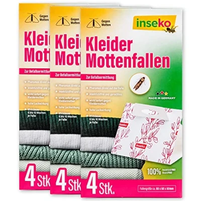 Abbildung von inseko 12 x Kleidermottenfallen I insektizidfrei und geruchlos zur Befallsermittlung Made in Germany (12)