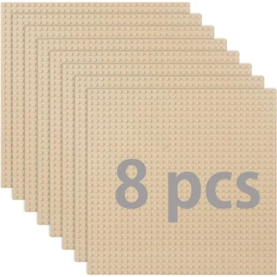 Abbildung von 8 Platten Set Bauplatte Kompatibel mit Meisten Marken,Classic Bausteine Grundplatte,Kompatibel Lego Classic,25.5 * 25.5cm,Sand Grundplatte