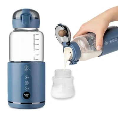 Abbildung von MyBabyBottle Flaschenwärmer Baby Unterwegs Schnelles Aufheizen in 2 Minuten, BPA frei, Sicher, Tragbar Perfekt für Unterwegs, Glas Baby, Blau