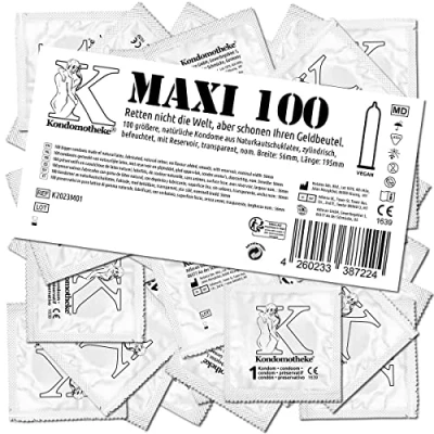Abbildung von Kondomotheke XXL Kondome MAXI (große ohne Extras, für mehr Platz) Beutel mit, 100 St., breite , die preiswerten zum Super Sparpreis