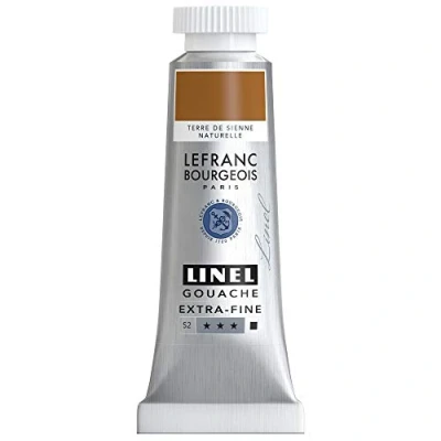 Abbildung von Lefranc &amp; Bourgeois 301213 Linel Gouache extrafeine und geschmeidige Wasserfarben mit maximaler Farbintensität, Leuchtkraft für streifenfreien Auftrag, 14ml Tube Siena Natur
