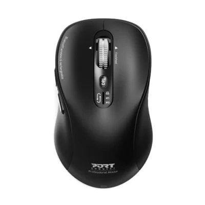Abbildung von Port Connect Kabellose Maus für PC Pro, 2,4 GHz, Bluetooth, wiederaufladbar, USB C, leise, 6 Tasten, Schwarz