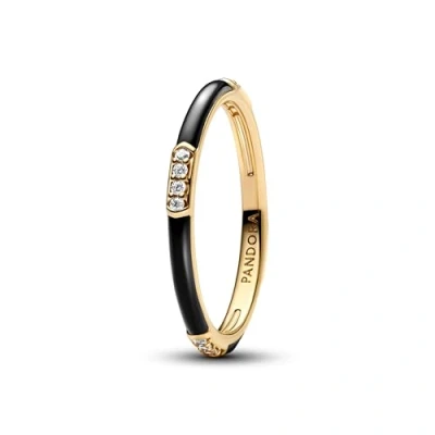 Abbildung von PANDORA Me Schwarze Emaille &amp; Steine Ring aus Sterling Silber mit vergoldeter Metalllegierung und Zirkonia, Größe: 58, 163686C01 58
