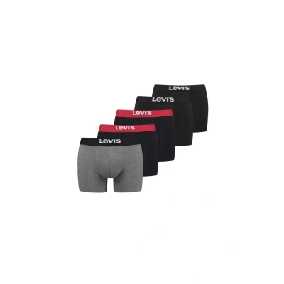 Abbildung von Levi&#039;s Solid Basic 5ER PACK Panties, Herren, Größe: Medium, Black red grey