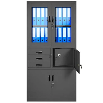 Abbildung von Jan Nowak Aktenschrank C018S Büroschrank Metallschrank Tresor Safe Geheimfach Flügeltüren Schubladen Pulverbeschichtung Stahlblech 185 cm x 90 40 (H B T) (Anthrazit)