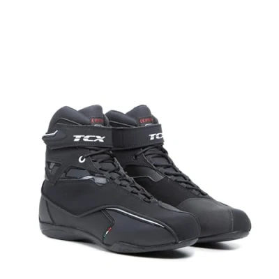 Abbildung von TCX Zeta Waterproof, Herren Motorradschuhe, Sportlich und Wasserdicht, Stadttaugliche Schuhe, Obermaterial aus Mikrofaser, Schnürung Klettverschluss, Schwarz