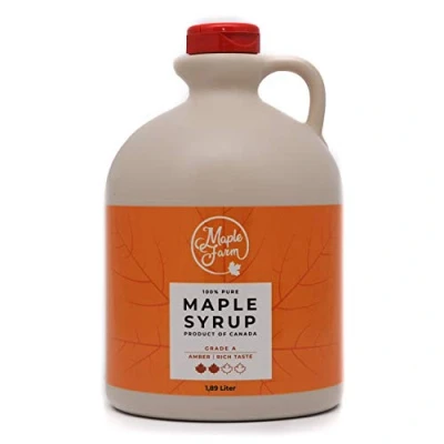 Abbildung von MapleFarm Reiner kanadischer Ahornsirup Amber Klasse A Bernsteinfarbener reichhaltiger Geschmack Karaffe 1,89 l (1er Pack) maple syrup Ahornsaft