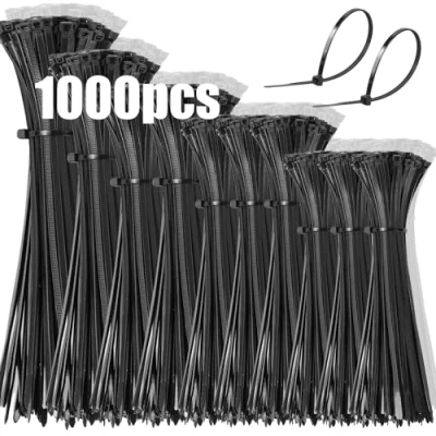 Abbildung von DUNSOO Kabelbinder 1000 Stück Set 100/150/200/250/300mm Weiß UV Bestandig Temperaturbeständig, Chemische Resistenz Cable Ties Heavy Duty Starke Zip (Weiß)