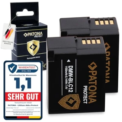 Abbildung von PATONA (2X) Protect V1 DMW BLC12 E Akku (1100mAh) mit NTC Sensor und Gehäuse
