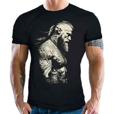 Abbildung von Herren T Shirt für Wikinger Nordmann Keltic Fans: Nordischer Krieger schwarz