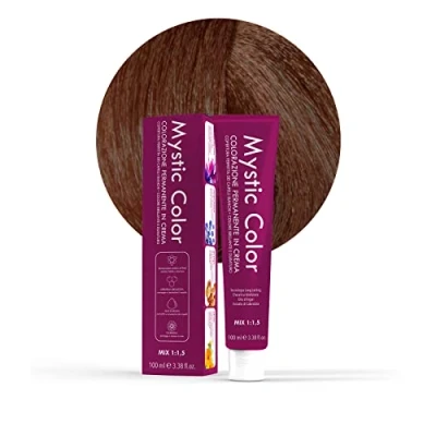 Abbildung von Mystic Color Permanente Cremefärbung mit Arganöl und Ringelblume Langanhaltende Haarfarbe Mittlere Kupferblonde Permanent 7.4 100ml
