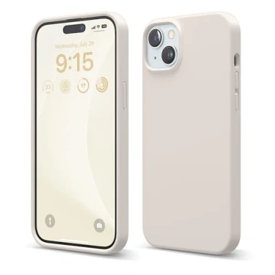 Abbildung von elago Liquid Silikon Hülle kompatibel mit iPhone 15 Plus Premium Handyhülle Rundumschutz [4 Schichten Anti Shock Struktur], Weiches Mikrofaserfutter