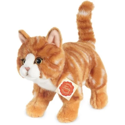 Abbildung von Teddy Hermann® Kuscheltier Katze stehend rot getigert, 20 cm, zum Teil aus recyceltem Material