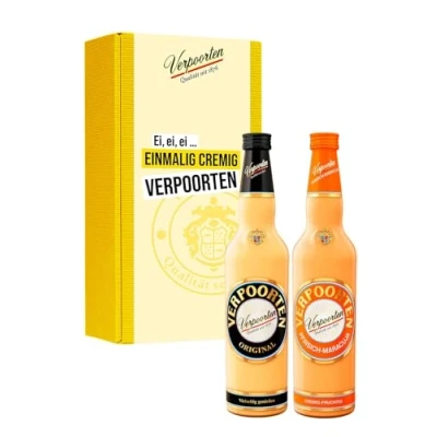 Abbildung von Geschenkset mit 0,7 L VERPOORTEN ORIGINAL Eierlikör 20%vol &amp; PFIRSICH MARACUJA 17%vol