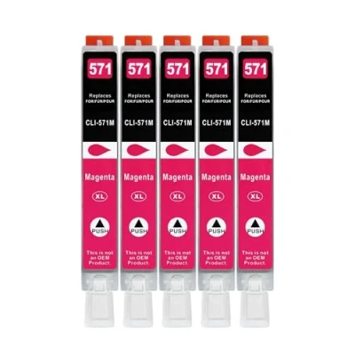 Abbildung von 5 XXL Druckerpatronen kompatibel zu CLI 571 M Magenta für Canon PIXMA MG5750 MG5751 MG5752 MG5753 MG6850 MG6853 MG7750 MG7753 TS5050 TS5053 TS5055 TS6050 TS6052 TS8050 TS8053 TS9050 TS9055