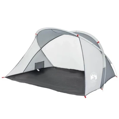 Abbildung von vidaXL Strandzelt 2 Personen, Strandmuschel mit Pop Up Design, Sonnenschutz offenem Eingang, Zelt Wurfzelt Windschutz, Grau 190T Polyester