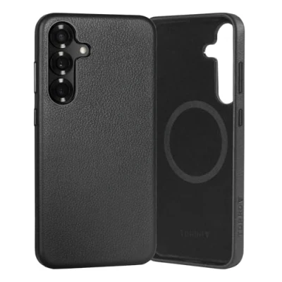 Abbildung von TORRO Hülle Leder Kompatibel mit Samsung Galaxy S25+ Plus 5G 2025 Echt Qi2 / MagSafe Lade Kompatibel, Schlanke Bumper (Schwarz)
