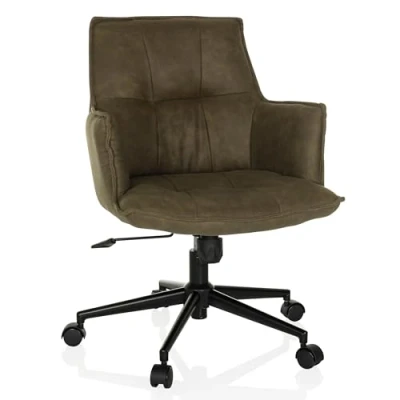 Abbildung von hjh LIVING Homeoffice Stuhl gepolstert SOLAO Life Schreibtischstuhl Drehstuhl höhenverstellbar, Stoffbezug Grün