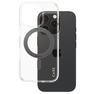 Abbildung von Apple iPhone 16 Pro Hülle MagSafe Recycelter Kunststoff Hard Case/Backcover Handyhülle Schwarz Shockproof/Stoßfest mit Foto od. Logo